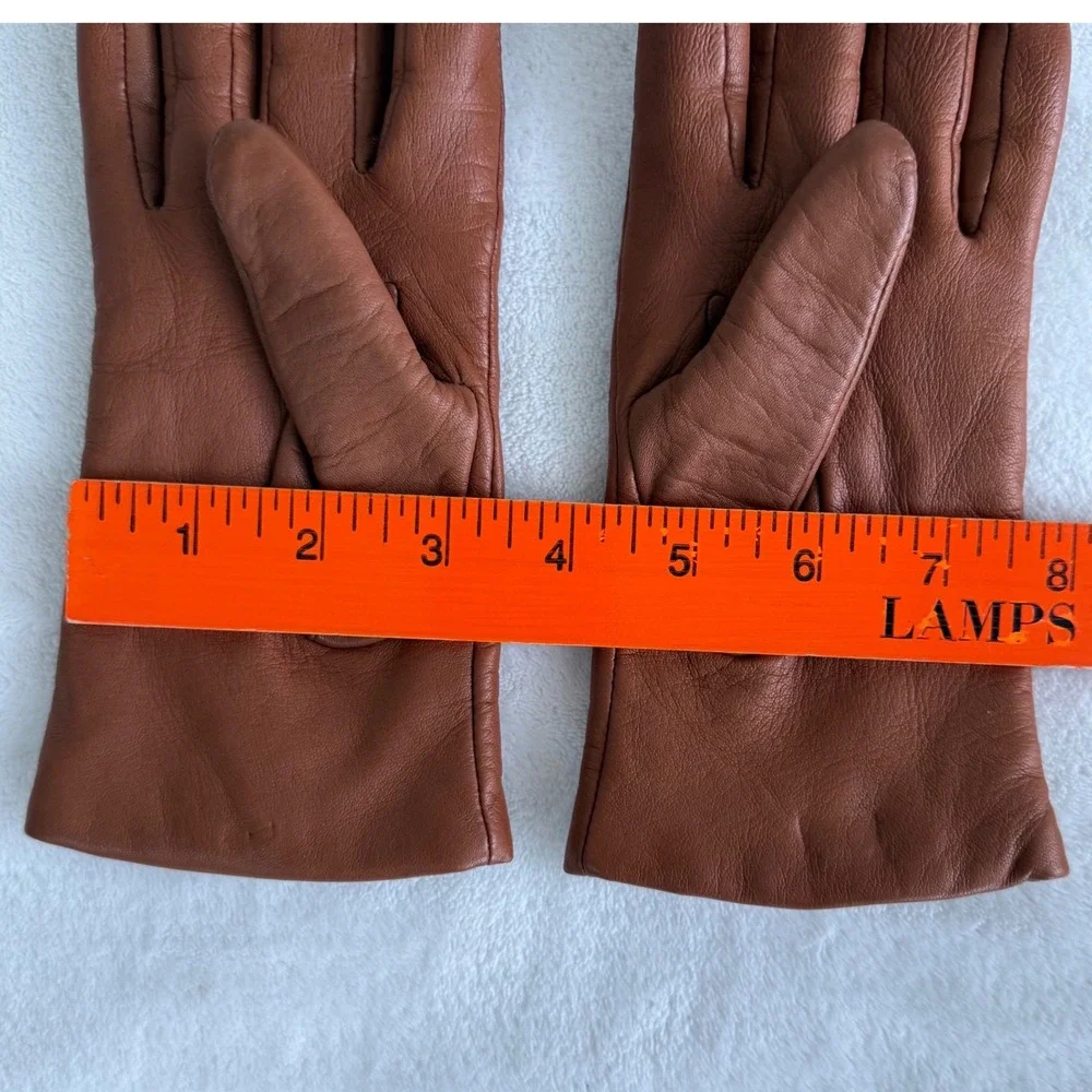 J Crew Womens Gloves‎ Leather Shell Cashmere Lining Small Cognac Tech Touch